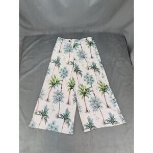 L'ATISTE By Amy Pants Wide Leg Coastal Beach Tropical Satin High Rise Womens L